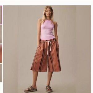 NWT Anthropologie PILCRO Cropped PJ Wide-Leg Jeans Striped Oversized Size L